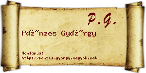 Pénzes György névjegykártya